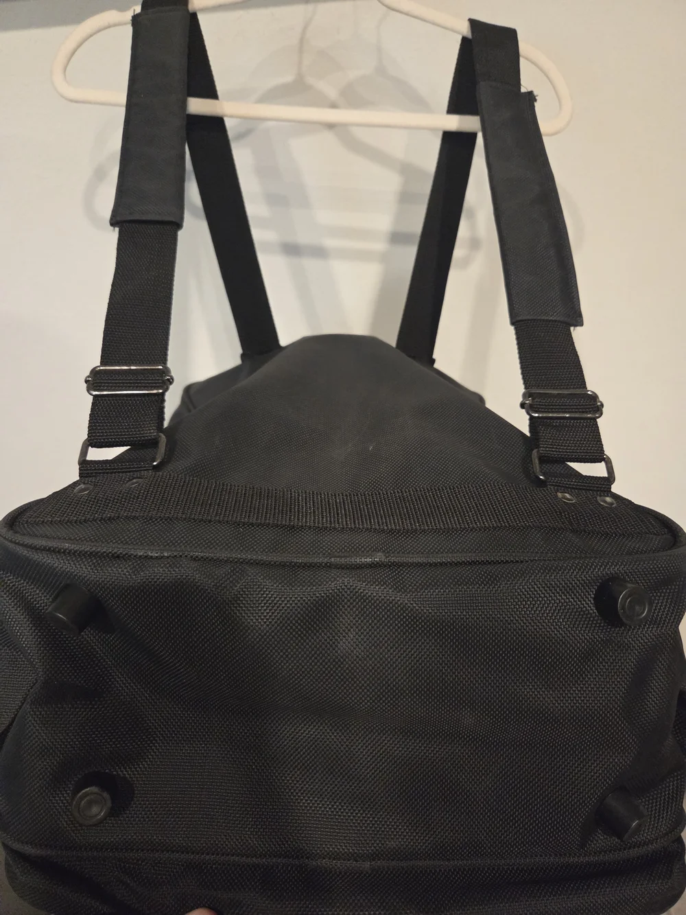 Black Men's Travel Backpack with Red Accents